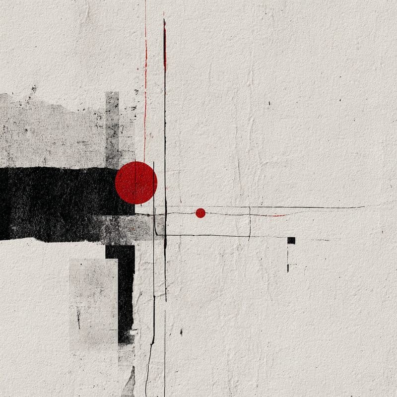 Tensión y Equilibrio Carmesí — blanco, negro y rojo